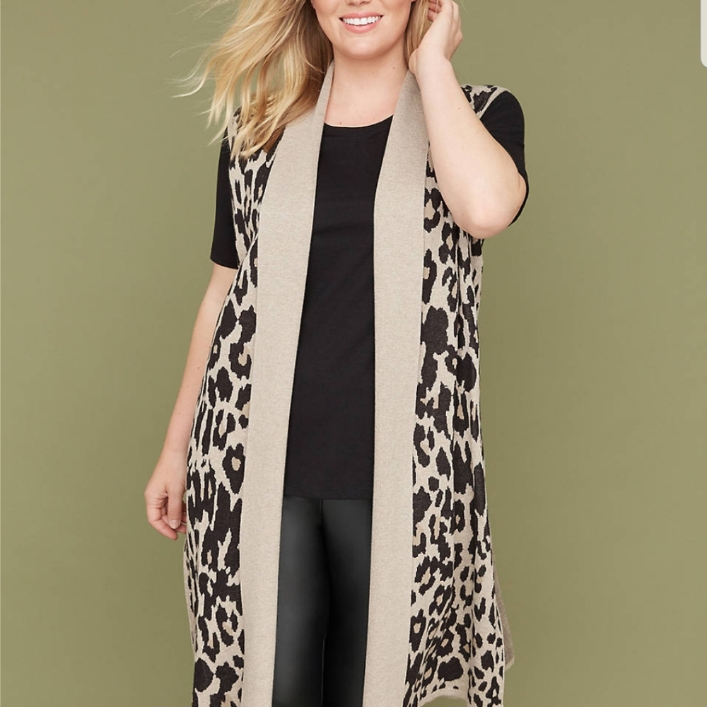 22/24 Leopard Jacquard Sweater Duster